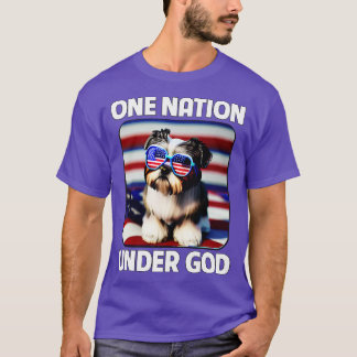Shih Tzu American Flag One Nord onder God Patrio T-shirt