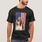 Shih Tzu Amerikaanse vlag Dog draagt gezichtsmaske T-shirt (Voorkant)