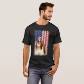 Shih Tzu Amerikaanse vlag Dog draagt gezichtsmaske T-shirt (Voorkant volledig)