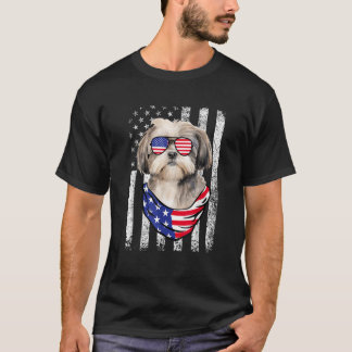 Shih Tzu Amerikaanse vlag USA Patriottisch 4 juli T-shirt