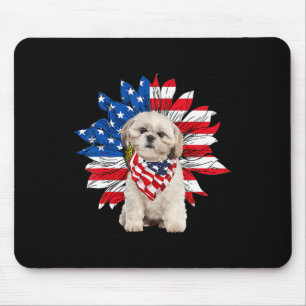 Shih Tzu Amerikaanse vlag zonnebloem Hondenliefheb Muismat