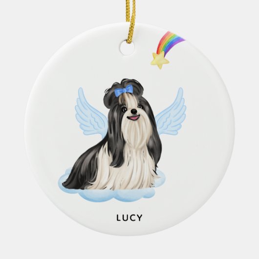 Shih Tzu Angel Gepersonaliseerde Pet Dog Memorial Keramisch Ornament (Voorkant)
