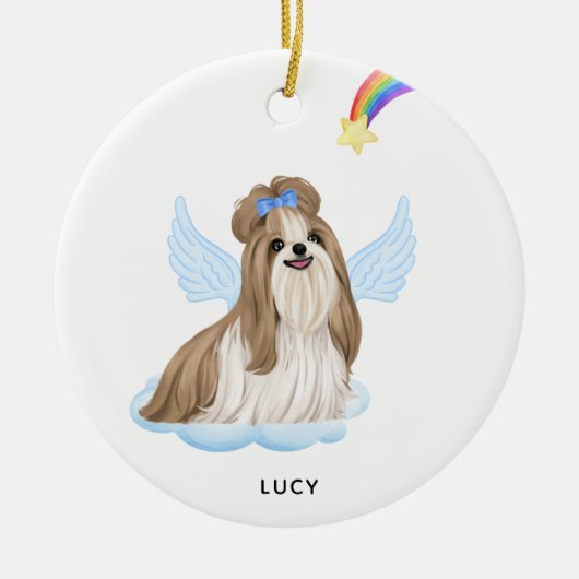 Shih Tzu Angel Persoonlijke Dog Pet Memorial Keramisch Ornament (Voorkant)