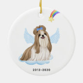 Shih Tzu Angel Persoonlijke Dog Pet Memorial Keramisch Ornament (Achterkant)