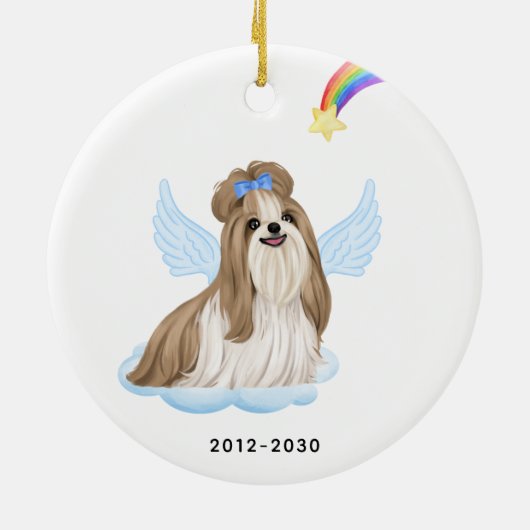 Shih Tzu Angel Persoonlijke Dog Pet Memorial Keramisch Ornament (Achterkant)