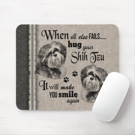 Shih Tzu art als alles mislukt, quote Muismat (Met muis)