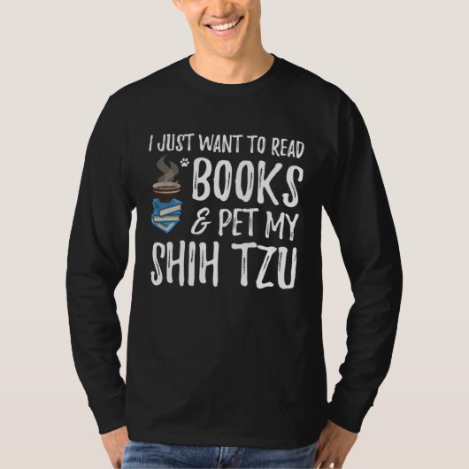 Shih Tzu Avid Book Reader  Dog Mom T-shirt (Voorkant)