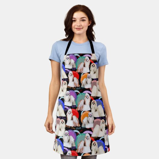Shih Tzu Beauties All-Over Print Apron Schort (Gedragen)