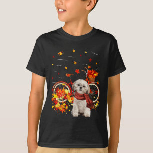 Shih Tzu Bike Autumn Dog Leaf Herfst Fun Herfst Y  T-shirt