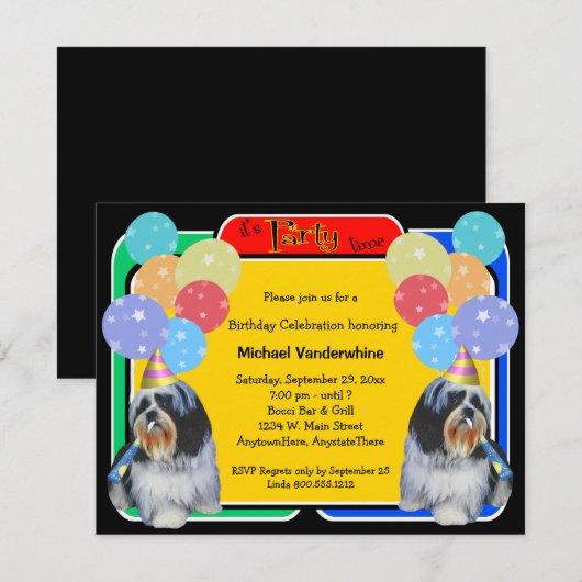 Shih Tzu Birthday Barker Kaart (Voorkant / Achterkant)