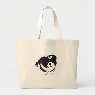Shih Tzu Black White Dog Pet Grote Tote Bag