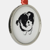 Shih Tzu Black White Dog Pet Metalen Ornament (Rechts)