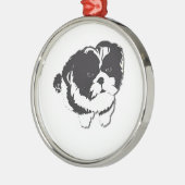Shih Tzu Black White Dog Pet Metalen Ornament (Links)
