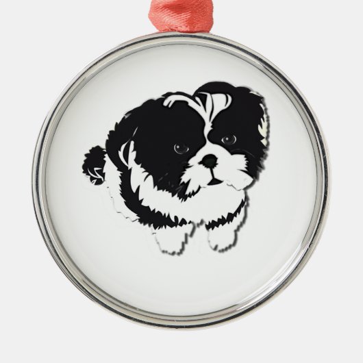 Shih Tzu Black White Dog Pet Metalen Ornament (Voorkant)