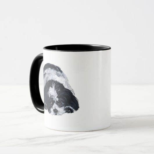 Shih Tzu Black & White Mok (Voorkant links)