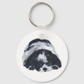 Shih Tzu Black & White Sleutelhanger (Voorkant)