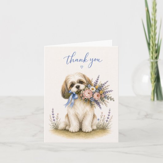 Shih Tzu Bloemenboeket Bedankt (Voorkant)