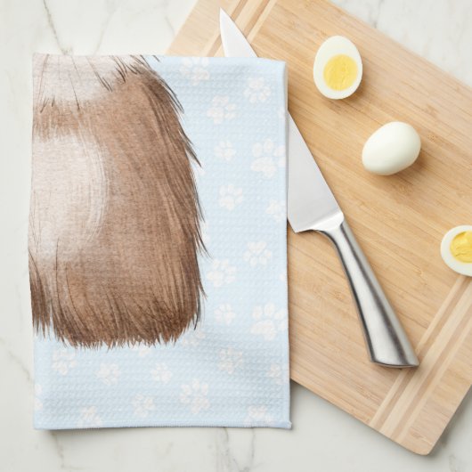 Shih Tzu Blue Bow Theedoek (Quarter Fold)