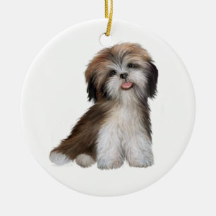 Shih Tzu - bruin en wit #2 Keramisch Ornament
