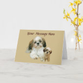 Shih Tzu Buddies-Wenskaart Kaart (Gele Bloem)
