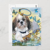 Shih Tzu Butterfly Chaser Cards Briefkaart (Voorkant / Achterkant)