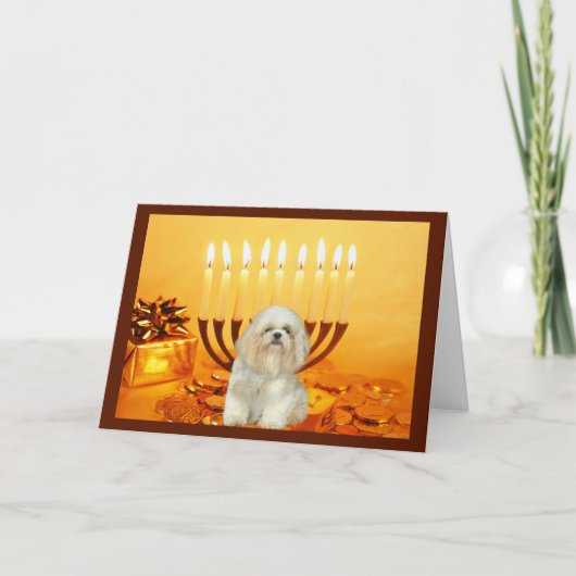 Shih Tzu Chanukah Kaart Menorah (Voorkant)