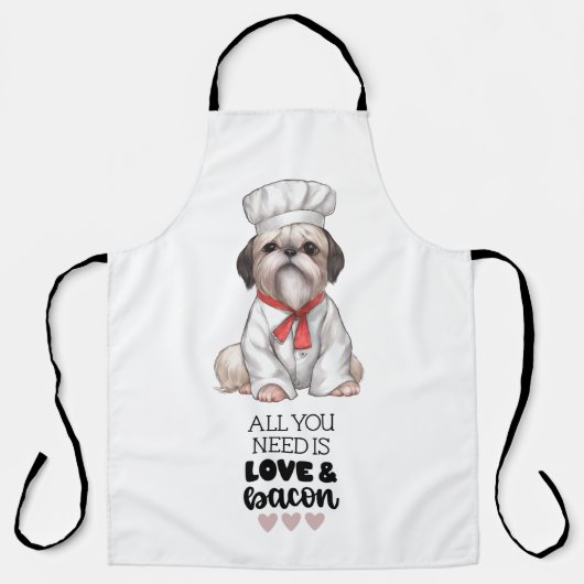 Shih Tzu Chef Love & Bacon Schort (Voorkant)