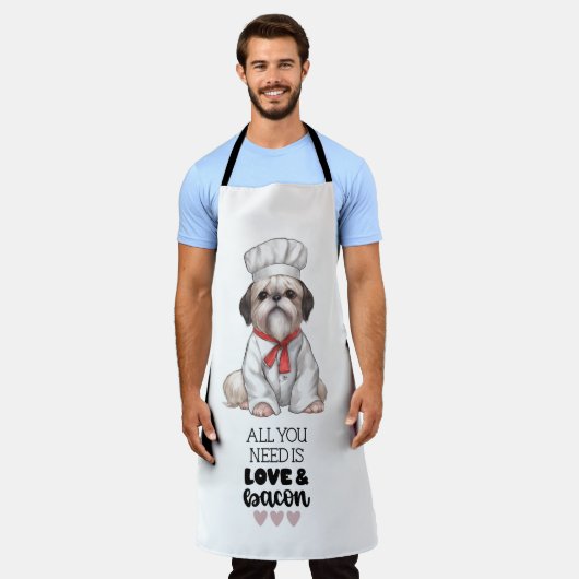 Shih Tzu Chef Love & Bacon Schort (Gedragen)