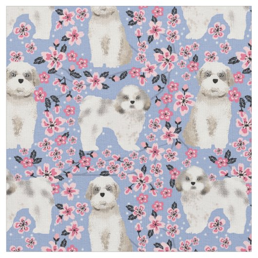 shih tzu cherry blossom roze stof (Close Up)