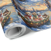 Shih Tzu Christmas Boat Holiday Cadeaupapier (Rol Hoek)