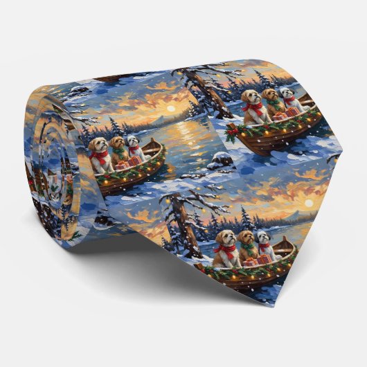 Shih Tzu Christmas Boat Holiday Stropdas (Opgerold)