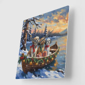 Shih Tzu Christmas Boat Holiday Vierkante Klok (Hoek)