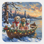 Shih Tzu Christmas Boat Holiday Vierkante Sticker (Voorkant)