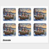 Shih Tzu Christmas Boat Holiday Vierkante Sticker (Vel)