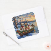 Shih Tzu Christmas Boat Holiday Vierkante Sticker (Envelop)