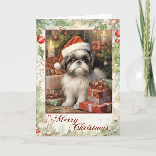  Shih Tzu Christmas Feestdagen Kaart (Voorkant)