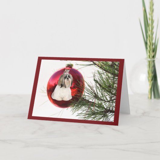 Shih Tzu Christmas Kaart Ornament (Voorkant)