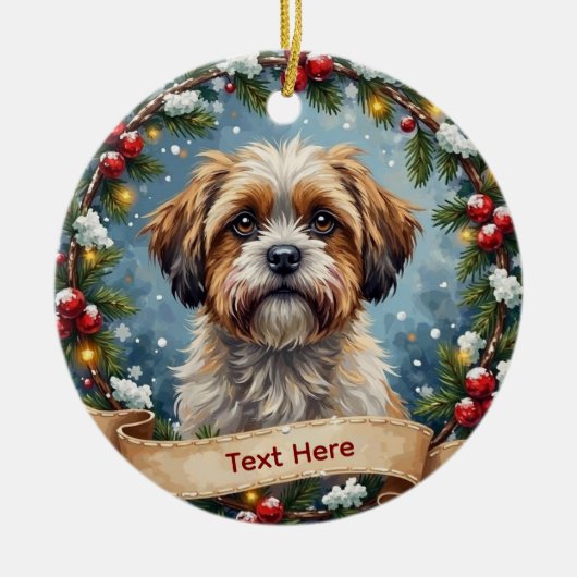 Shih Tzu Christmas Keramisch Ornament (Voorkant)