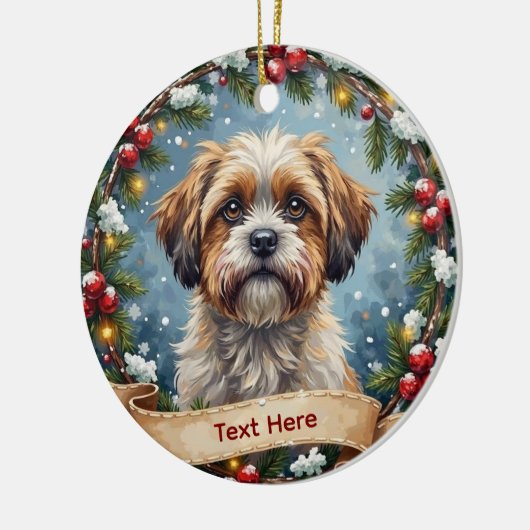 Shih Tzu Christmas Keramisch Ornament (Links)