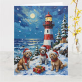 Shih Tzu Christmas Lighthouse Holiday Kaart (Gele Bloem)