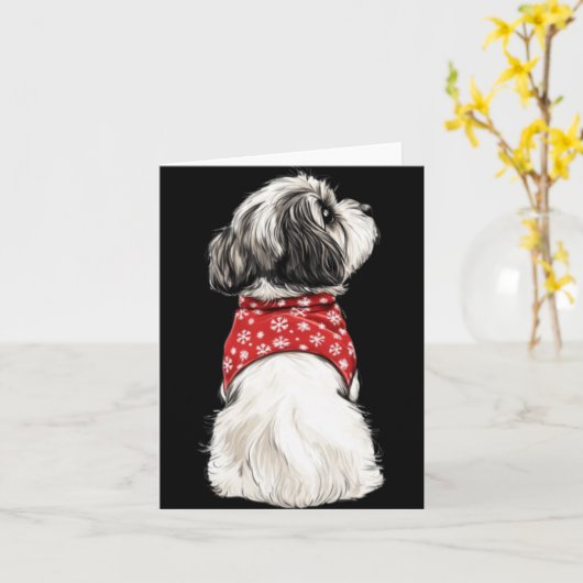 Shih Tzu Christmas Lights Dog Lover Xmas Pajama Pu Kaart (Gele Bloem)