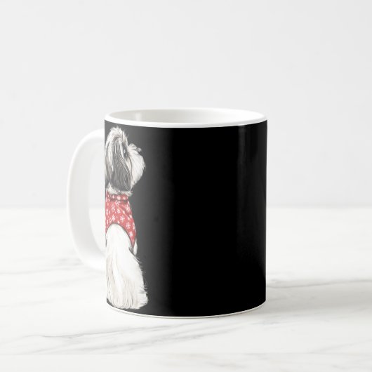 Shih Tzu Christmas Lights Dog Lover Xmas Pajama Pu Koffiemok (Voorkant links)