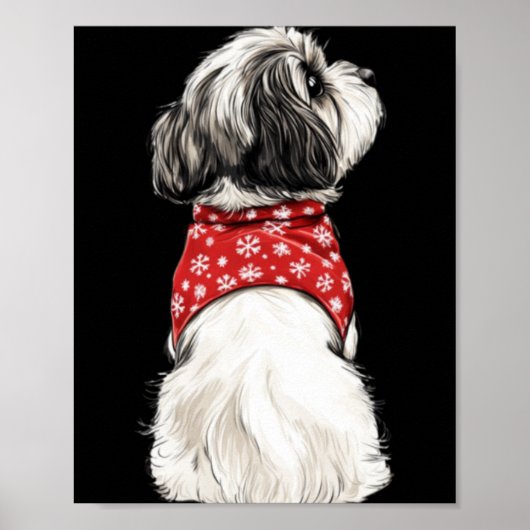 Shih Tzu Christmas Lights Dog Lover Xmas Pajama Pu Poster (Voorkant)