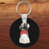 Shih Tzu Christmas Lights Dog Lover Xmas Pajama Pu Sleutelhanger (Voorkant)