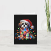 Shih Tzu Christmas Lights Santa Hat Hondenliefhebb Kaart (Voorkant)