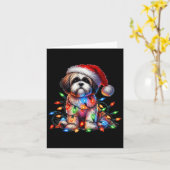 Shih Tzu Christmas Lights Santa Hat Hondenliefhebb Kaart (Gele Bloem)