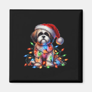 Shih Tzu Christmas Lights Santa Hat Hondenliefhebb Magneet