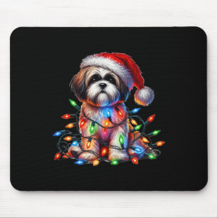 Shih Tzu Christmas Lights Santa Hat Hondenliefhebb Muismat
