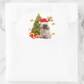 Shih Tzu Christmas Lights Tree | Santa Xmas Ovale Sticker (Tas)