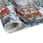 Shih Tzu Christmas Red Truck Holiday Cadeaupapier (Rol Hoek)